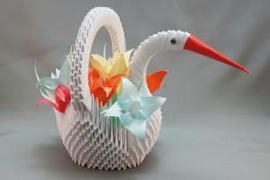 3D-origami-Swan-Basket